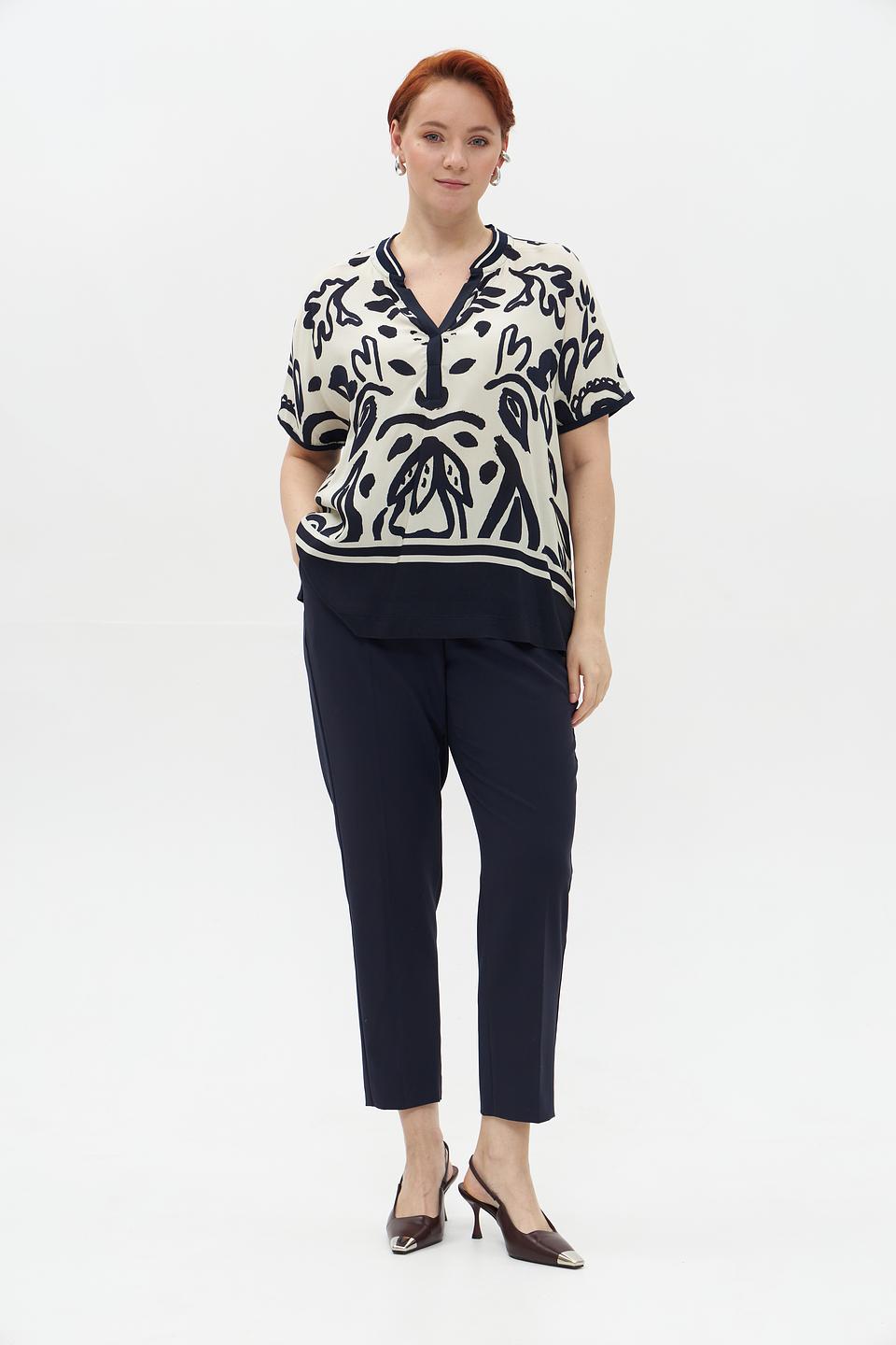 Блуза Frapp с принтом бежево-чёрный