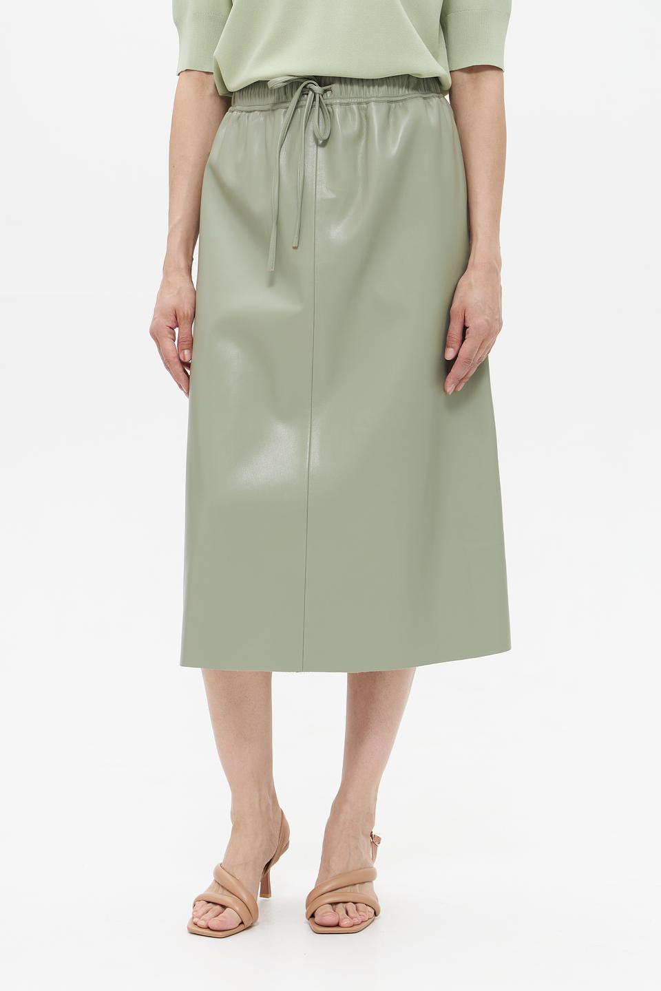 Юбка UNQ экокожа с завязками хаки