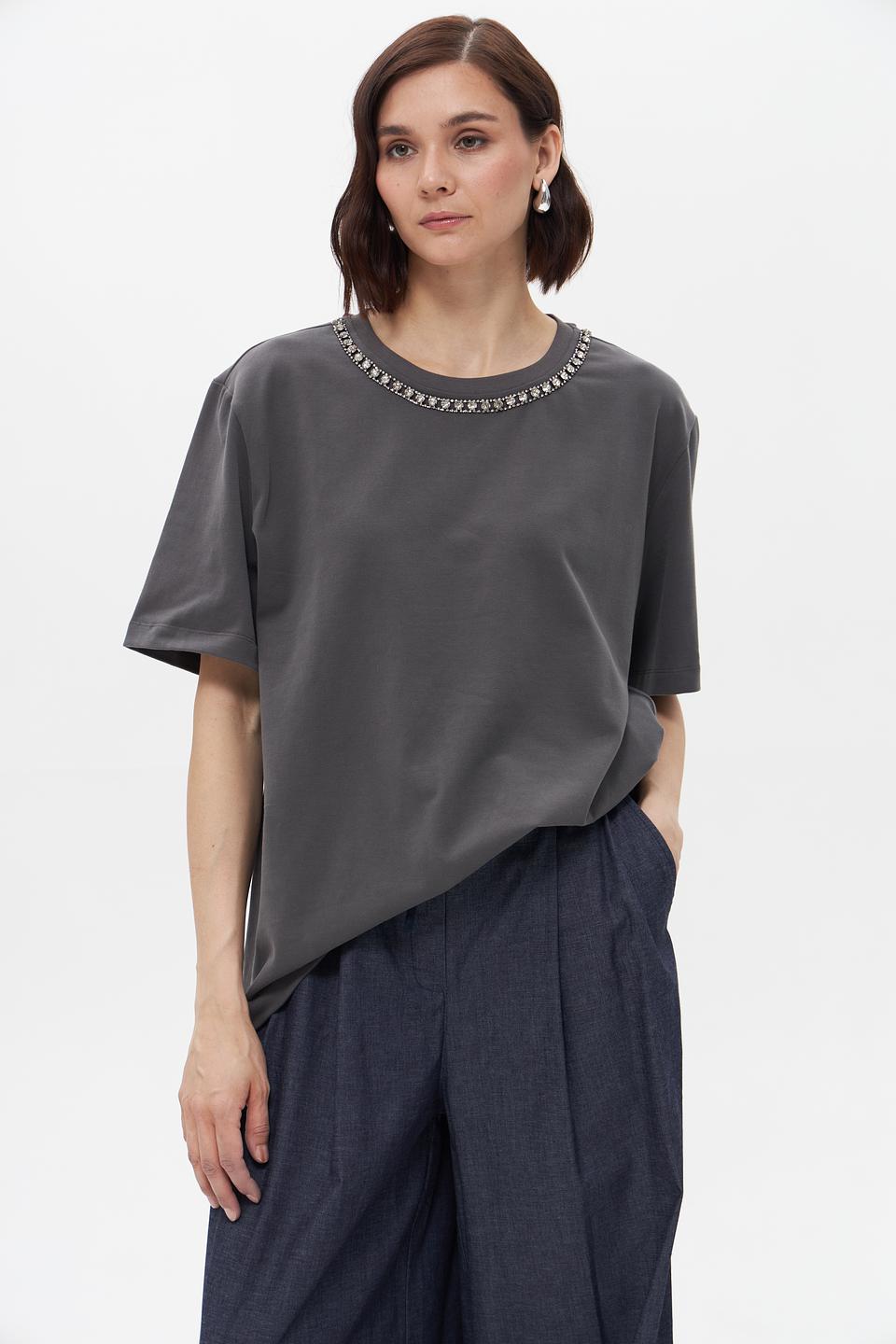 Футболка UNQ с цепью серая