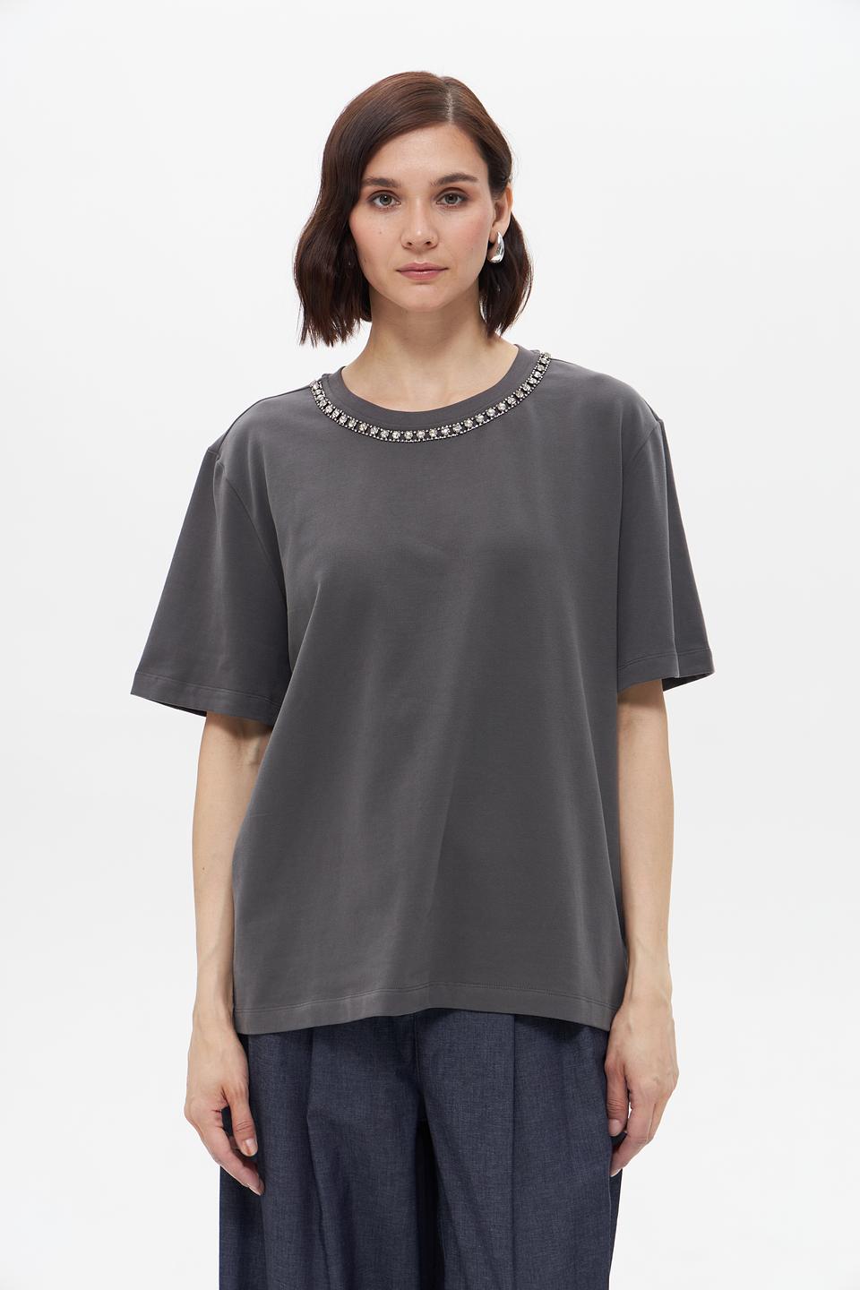 Футболка UNQ с цепью серая