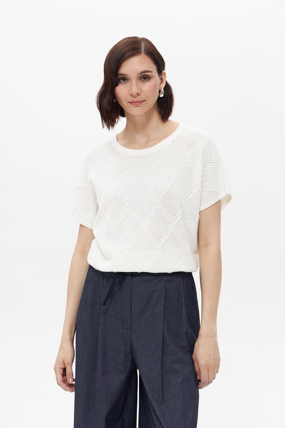 Пуловер UNQ с ажурной вязкой