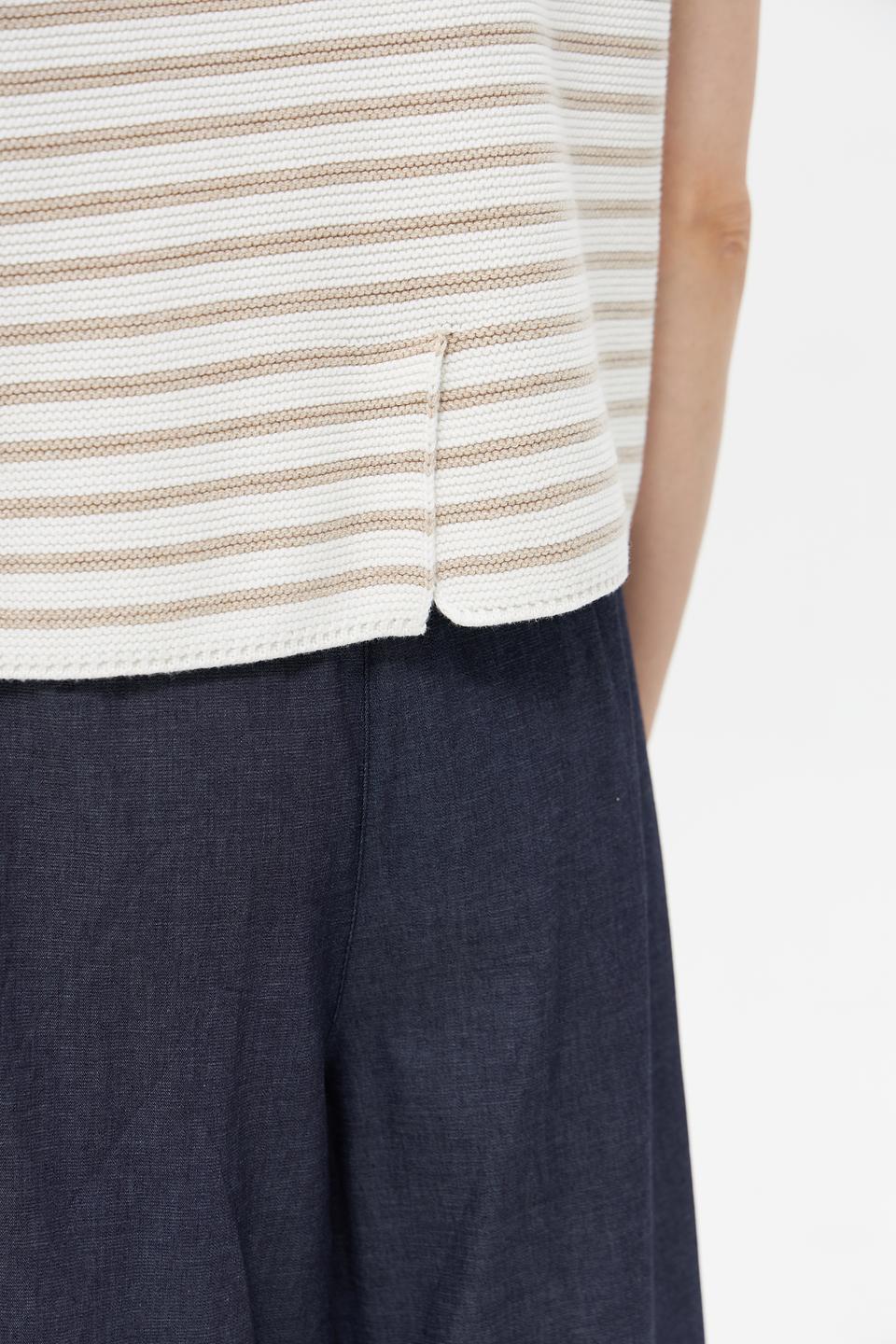 Пуловер Oui в полоску бежевый