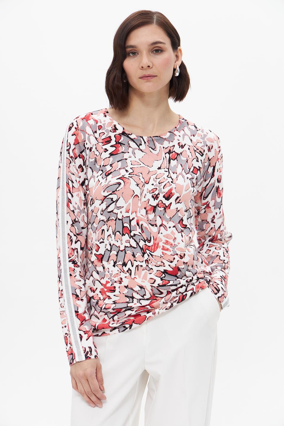 Пуловер Lebek с принтом и полосками