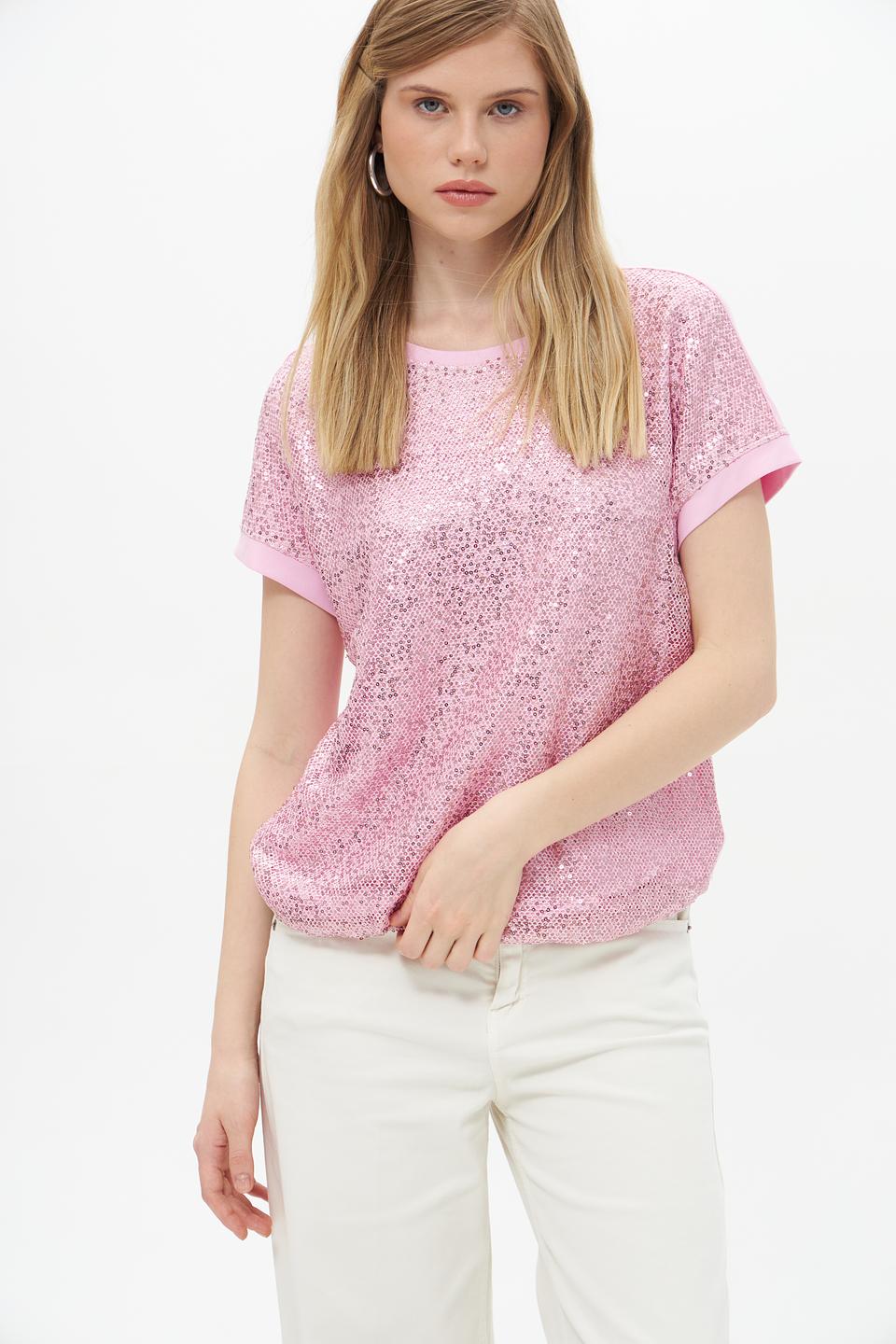 Футболка Rabe collection с пайетками розовый