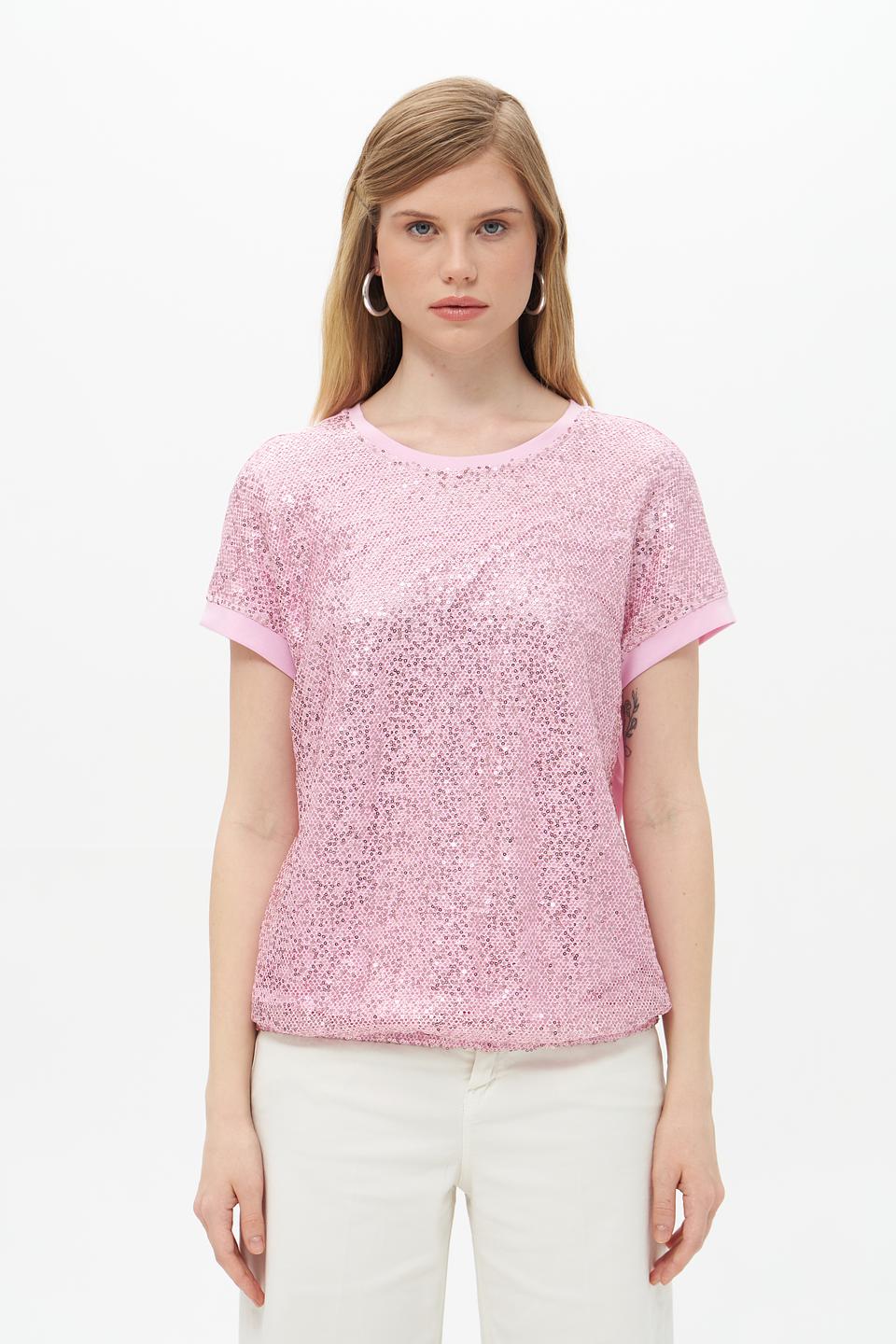 Футболка Rabe collection с пайетками розовый