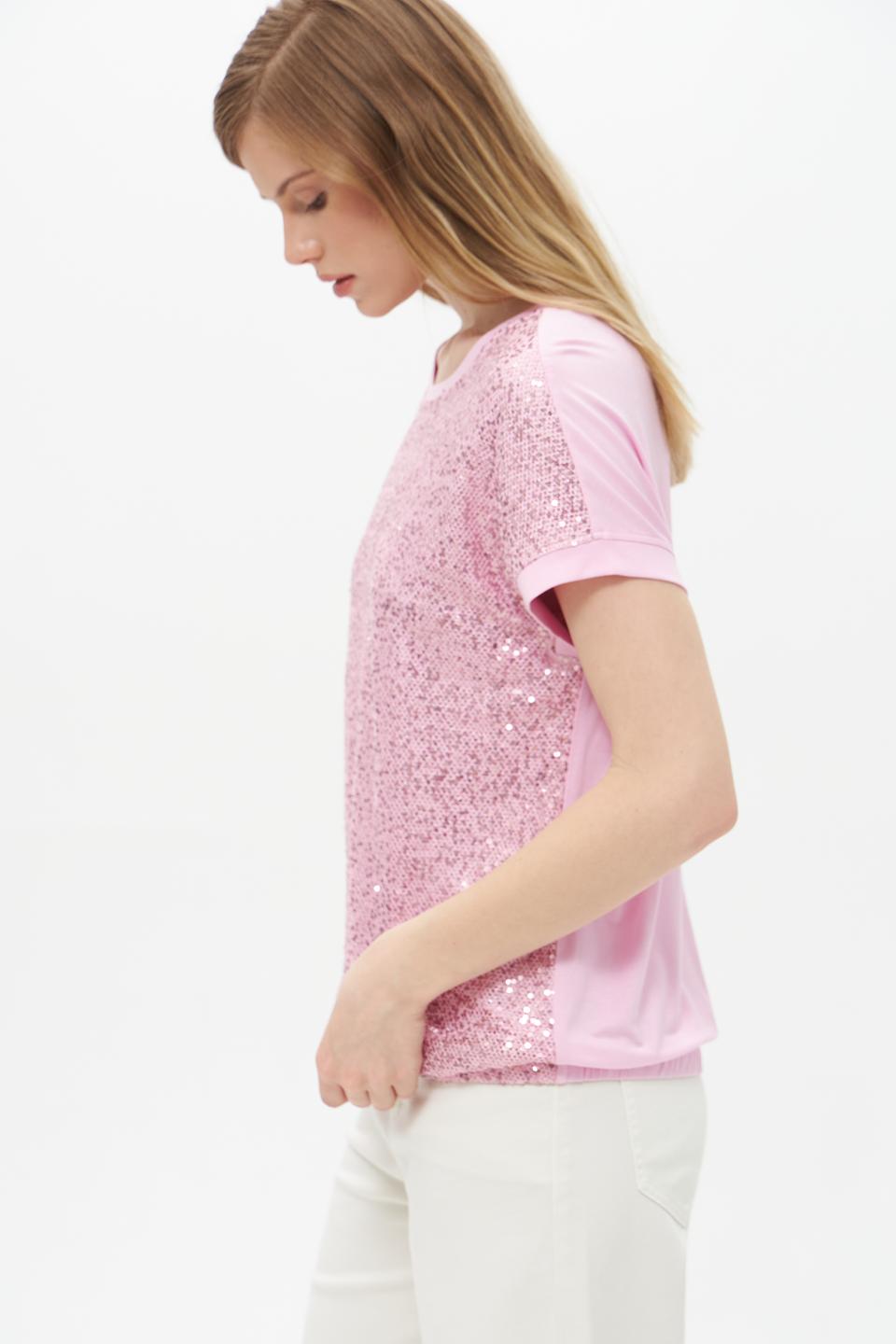 Футболка Rabe collection с пайетками розовый