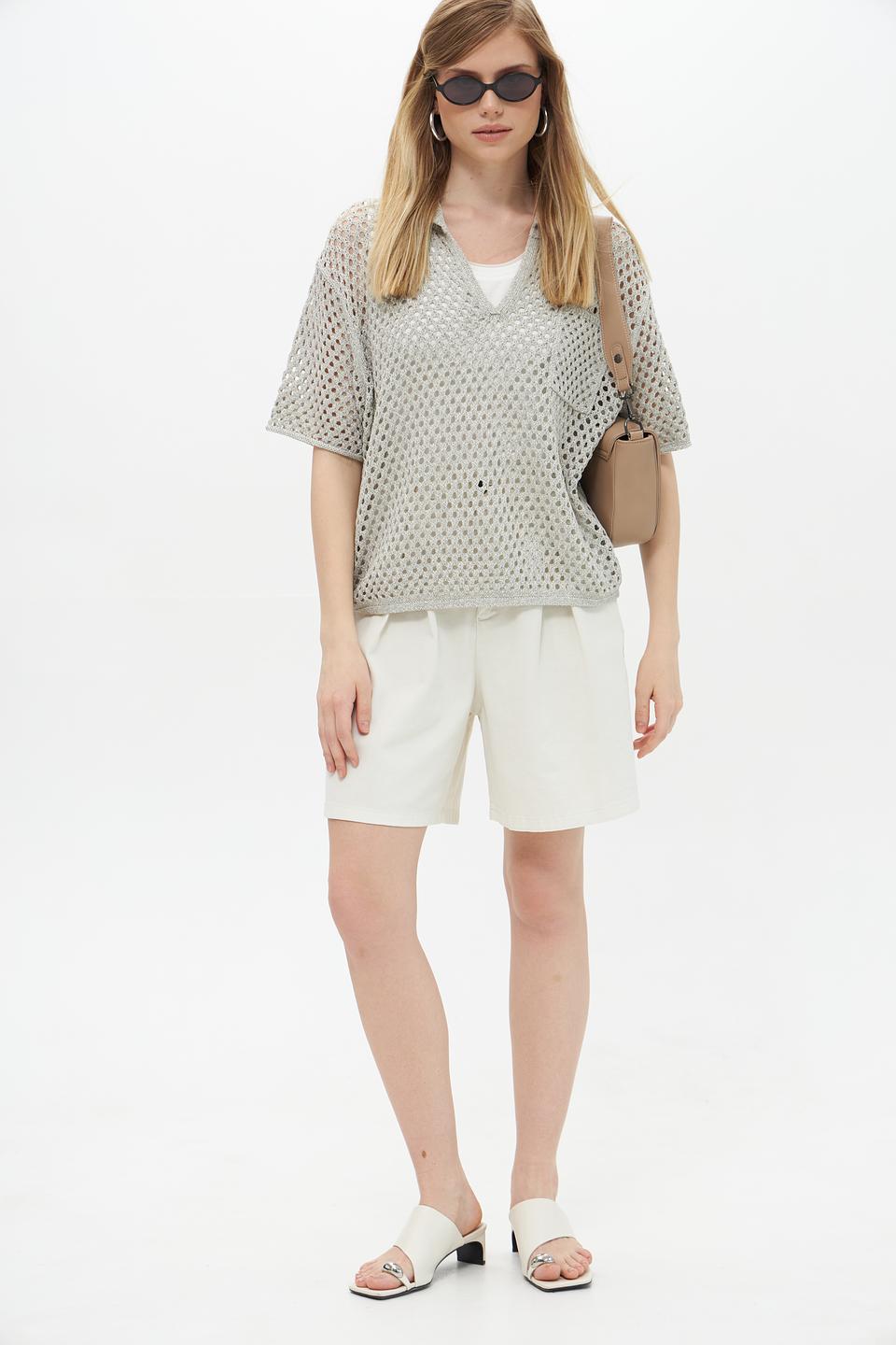 Пуловер Lecomte ажурный серый