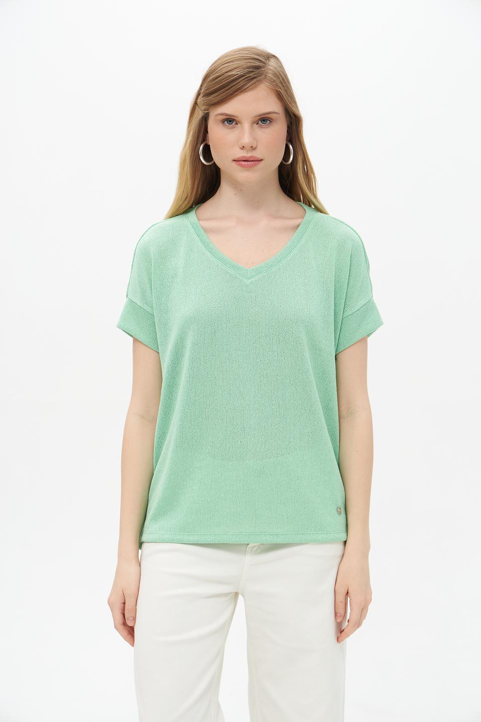 Пуловер Lecomte зелёный V-образный