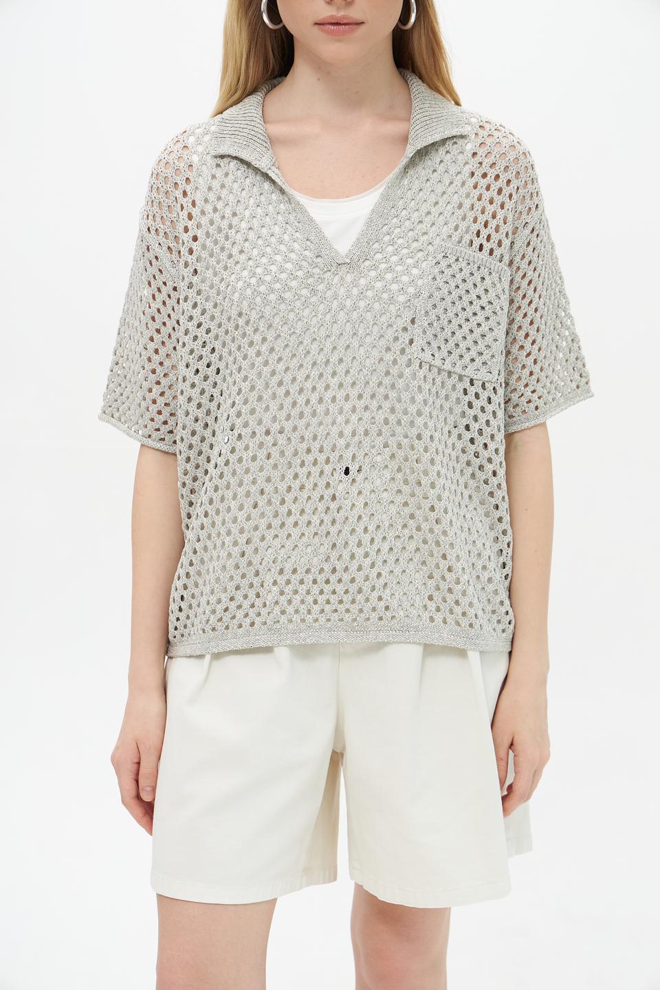 Пуловер Lecomte ажурный серый