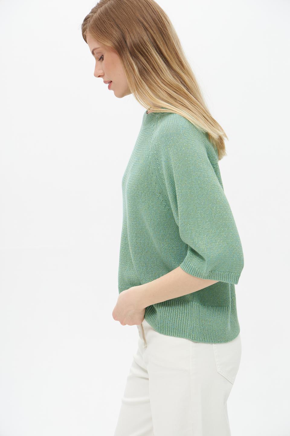 Пуловер Lecomte зелёный с 3/4 рукавом