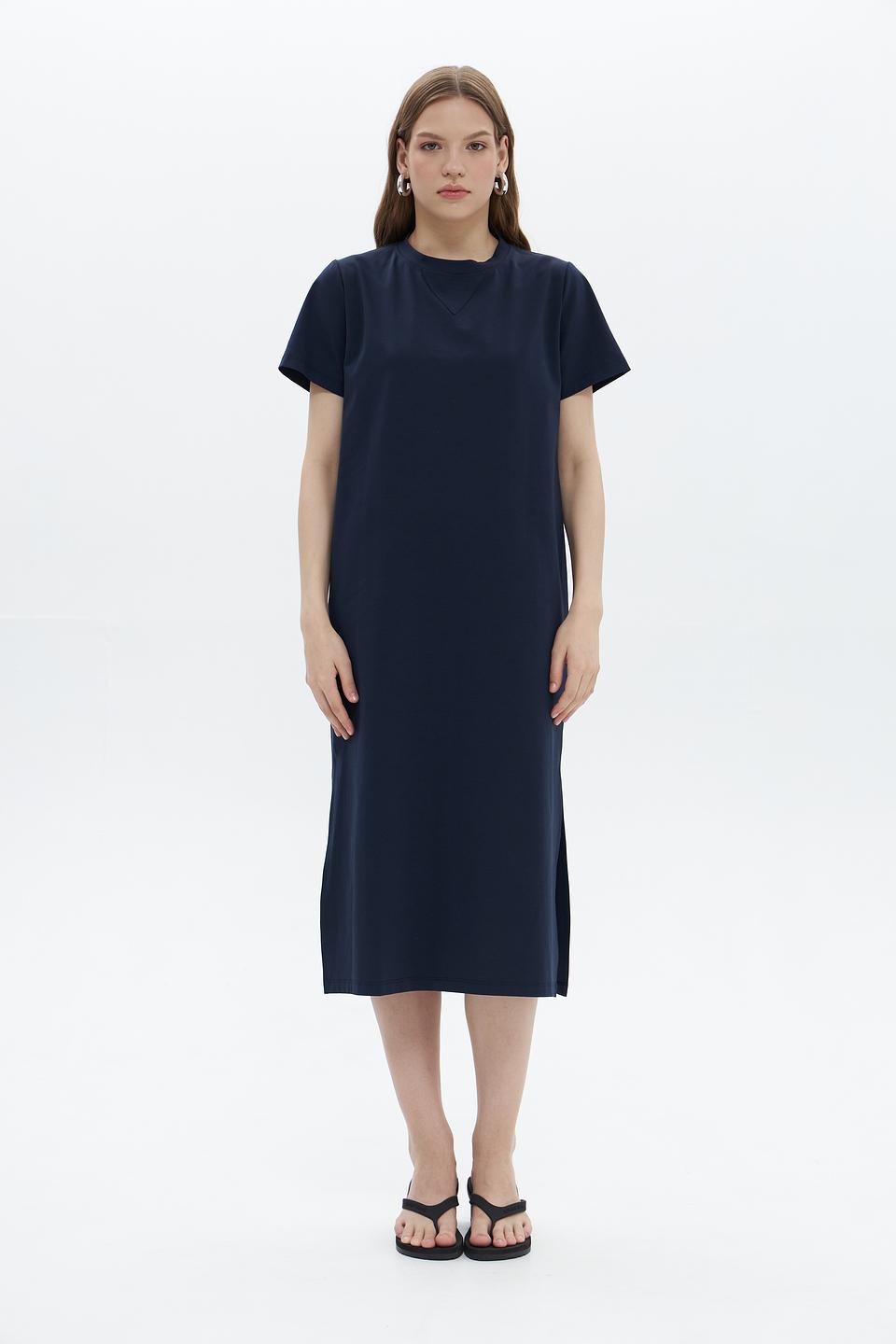Платье Croche прямого кроя тёмно-синее