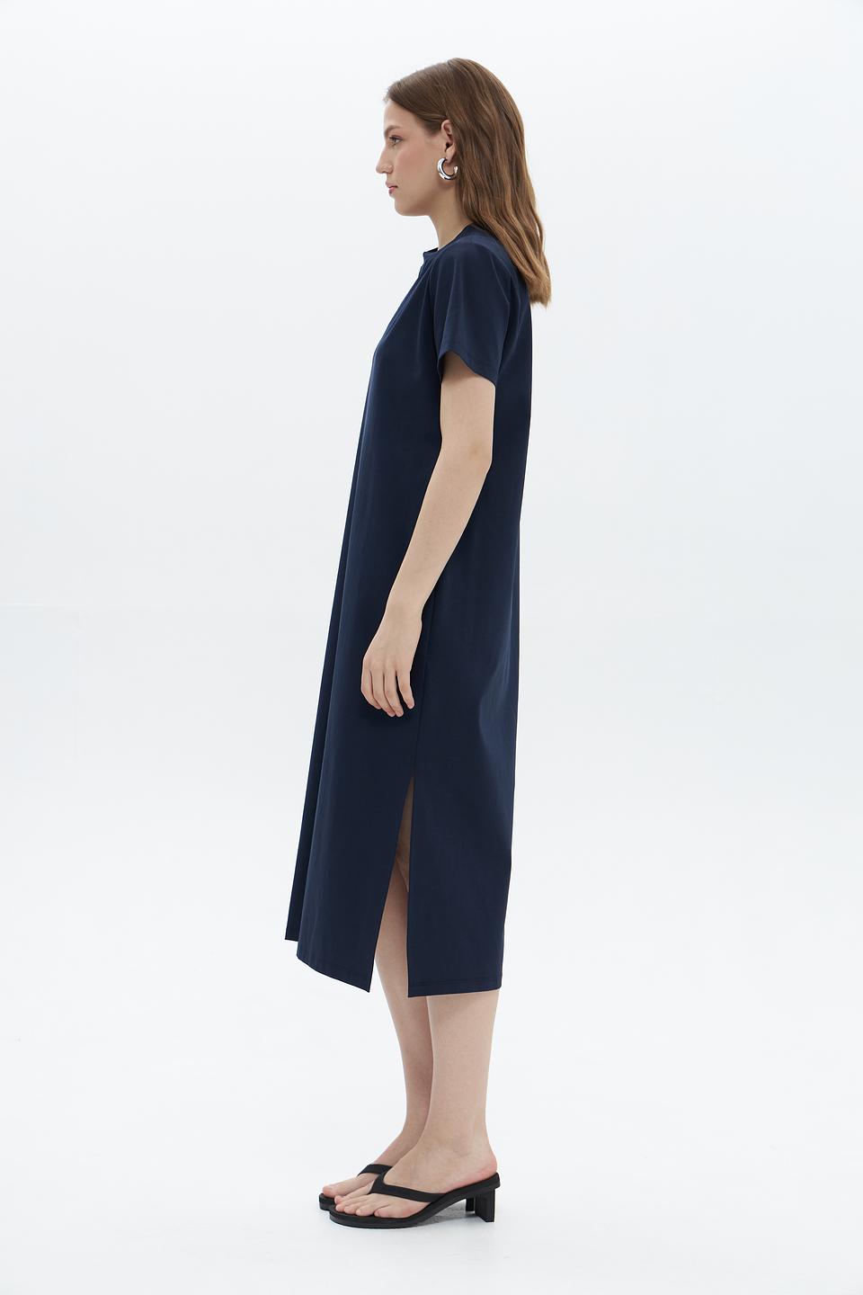 Платье Croche прямого кроя тёмно-синее