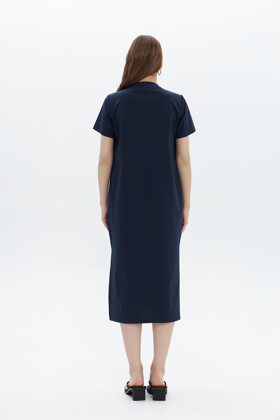 Платье Croche прямого кроя тёмно-синее