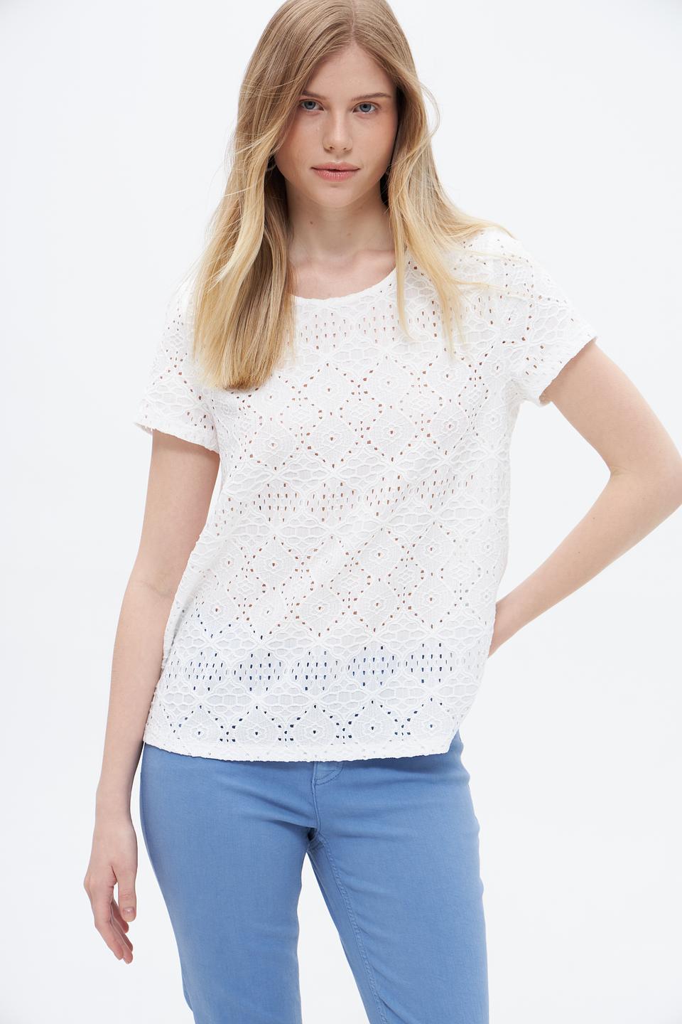 Футболка Taifun с ажуром белый