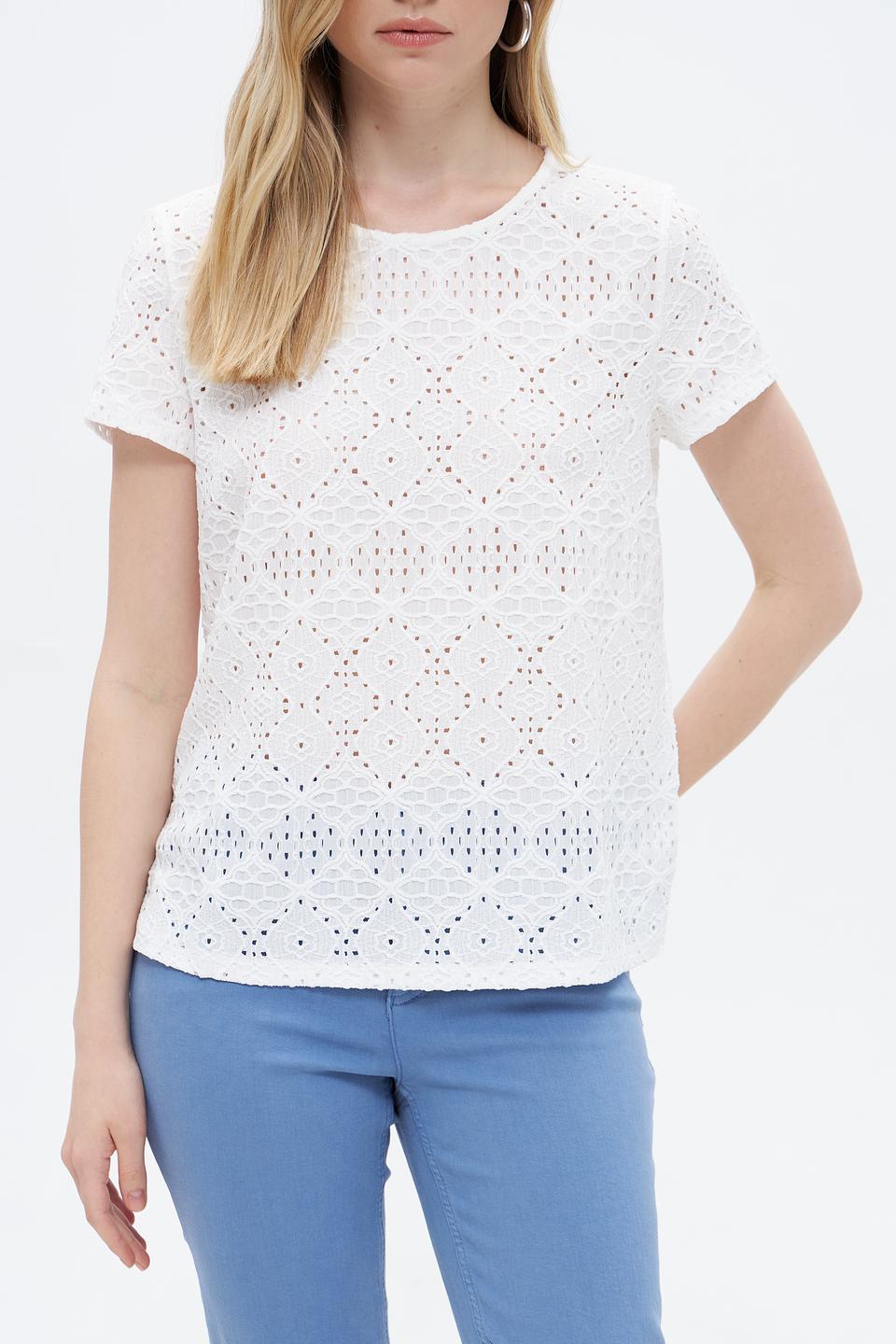 Футболка Taifun с ажуром белый