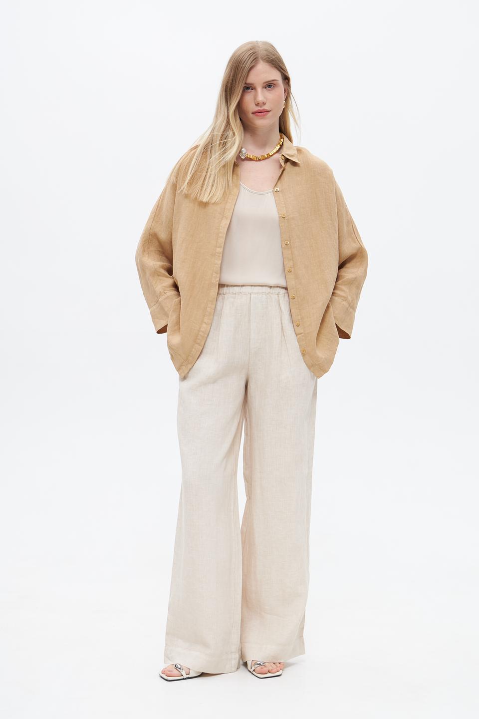 Брюки палаццо Oui бежевые