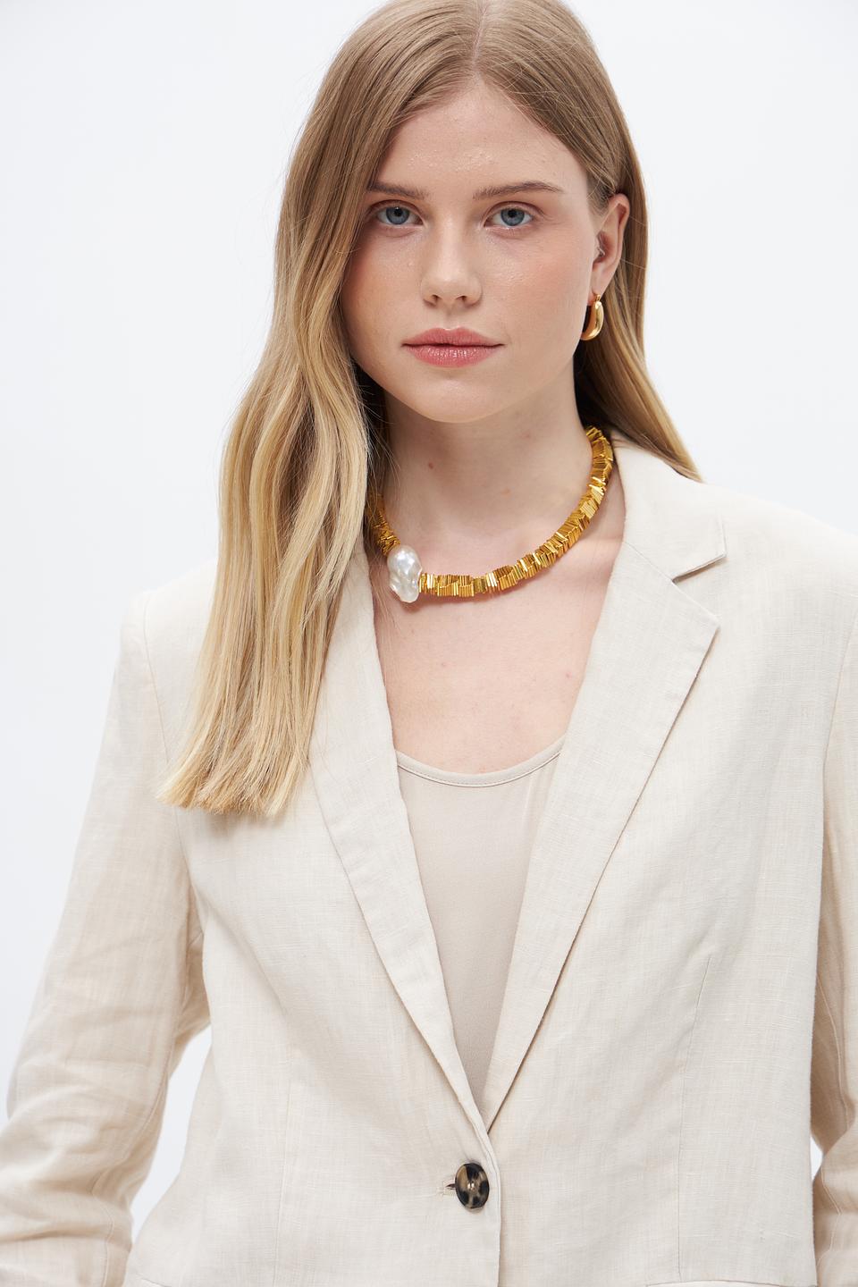 Жакет Oui льняной бежевый