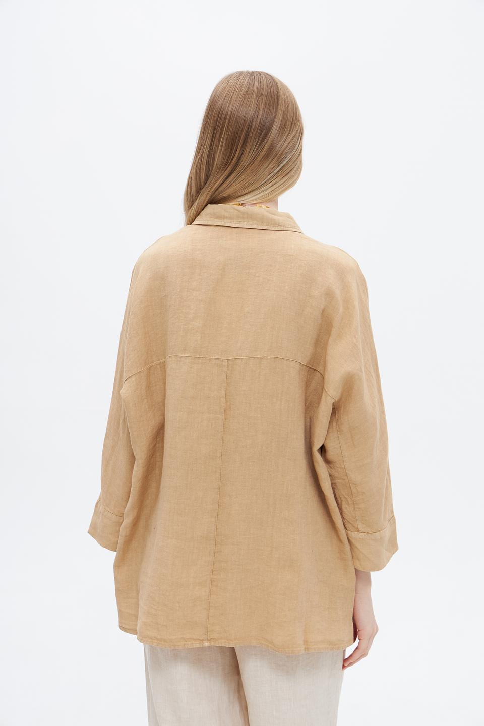 Блуза Oui из льна бежевая