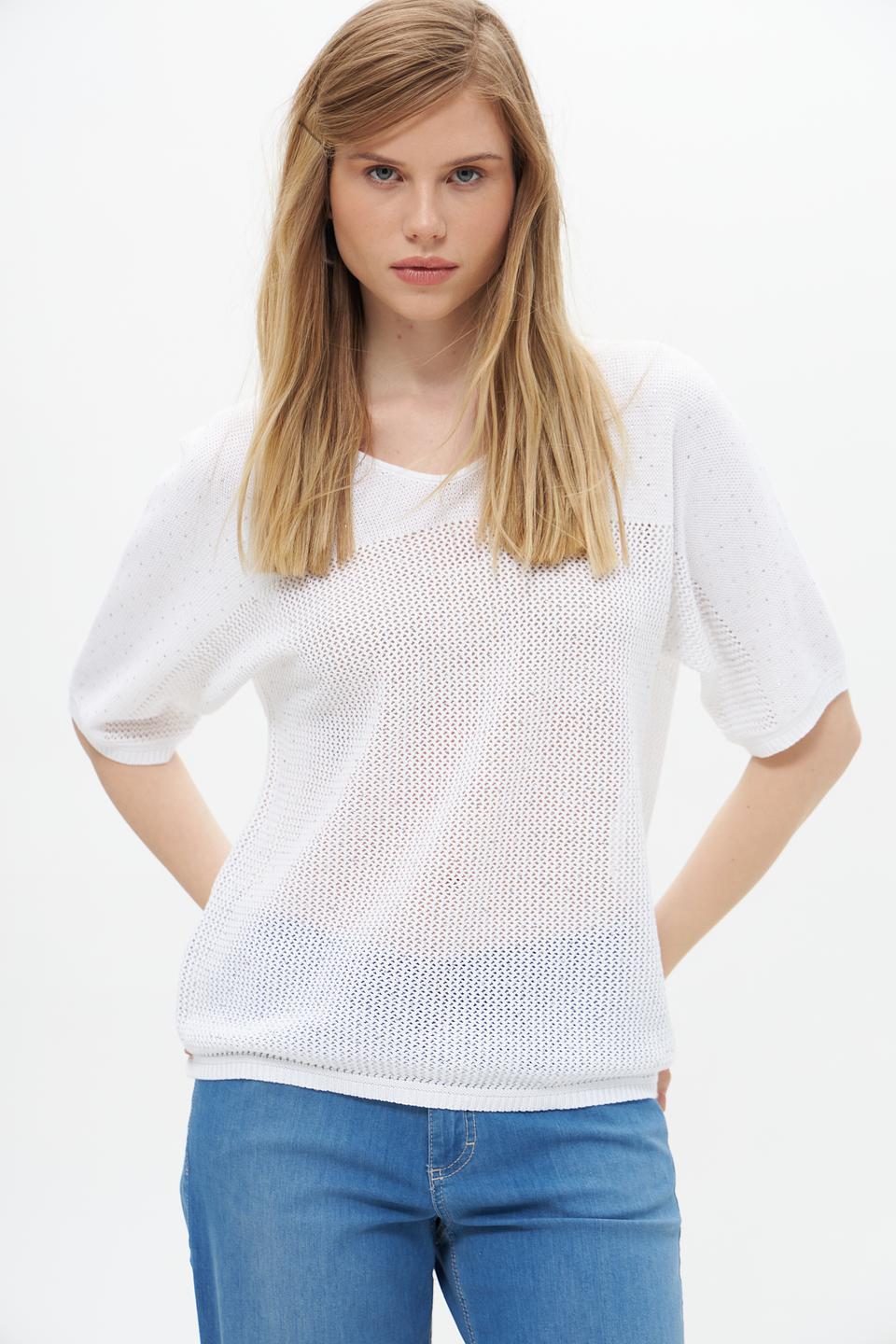 Пуловер Rabe collection белый ажурный