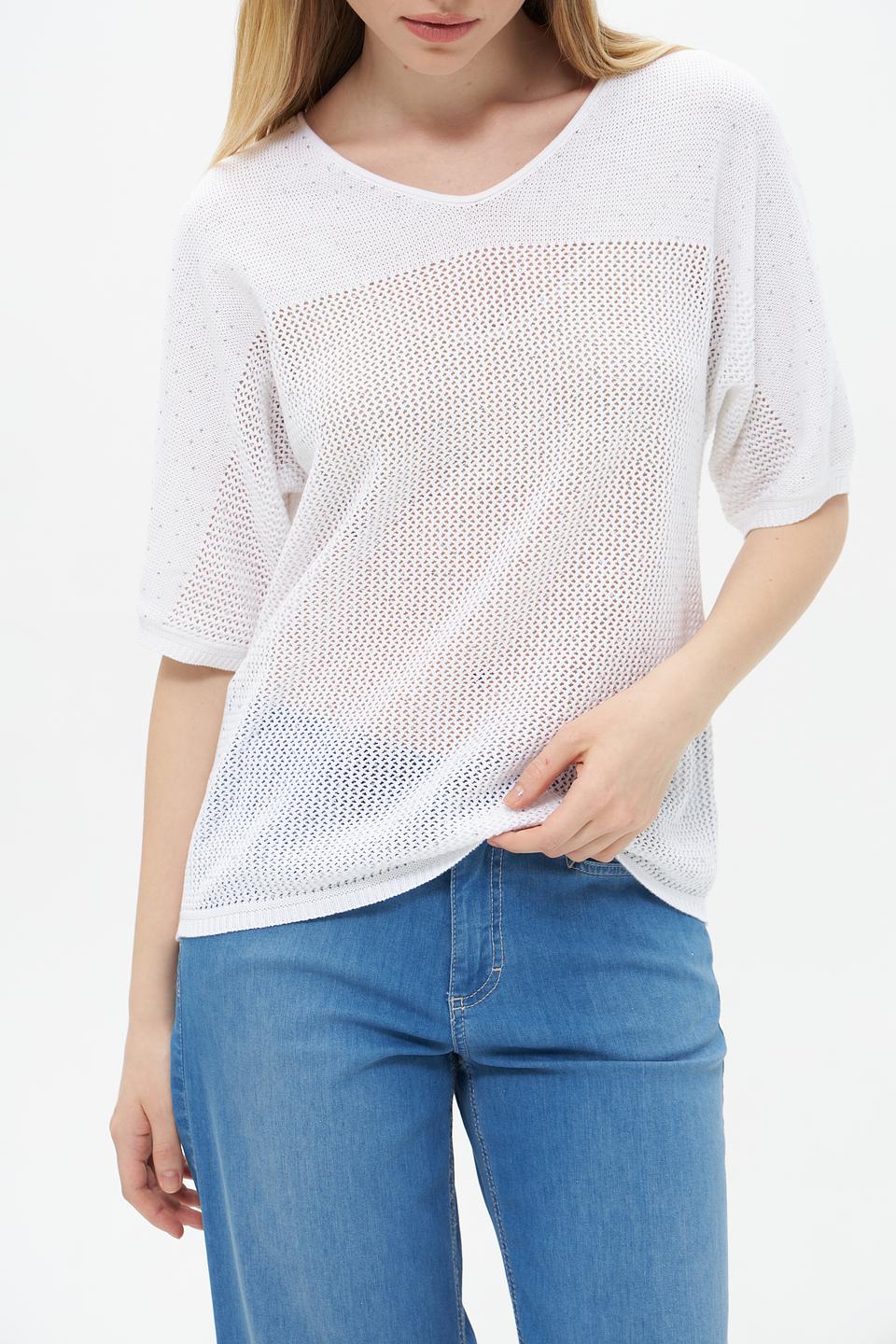 Пуловер Rabe collection белый ажурный