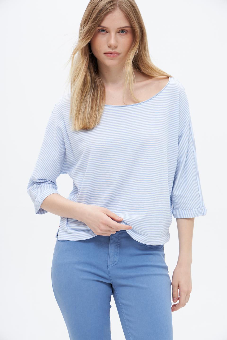 Футболка Oui в полоску голубую