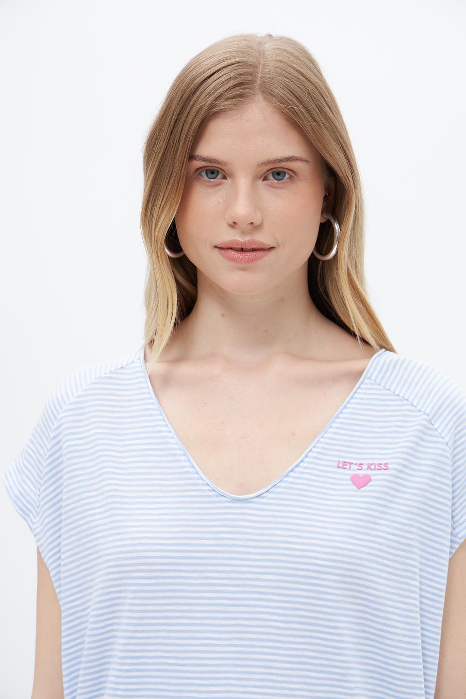Футболка Oui в полоску голубой