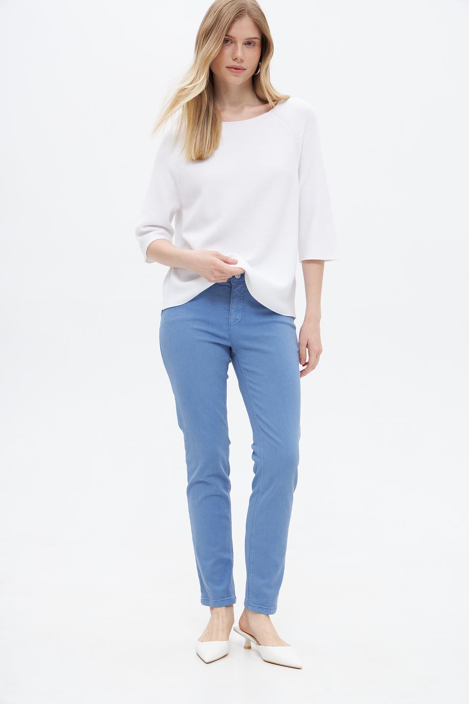 Брюки прямого кроя Oui голубые