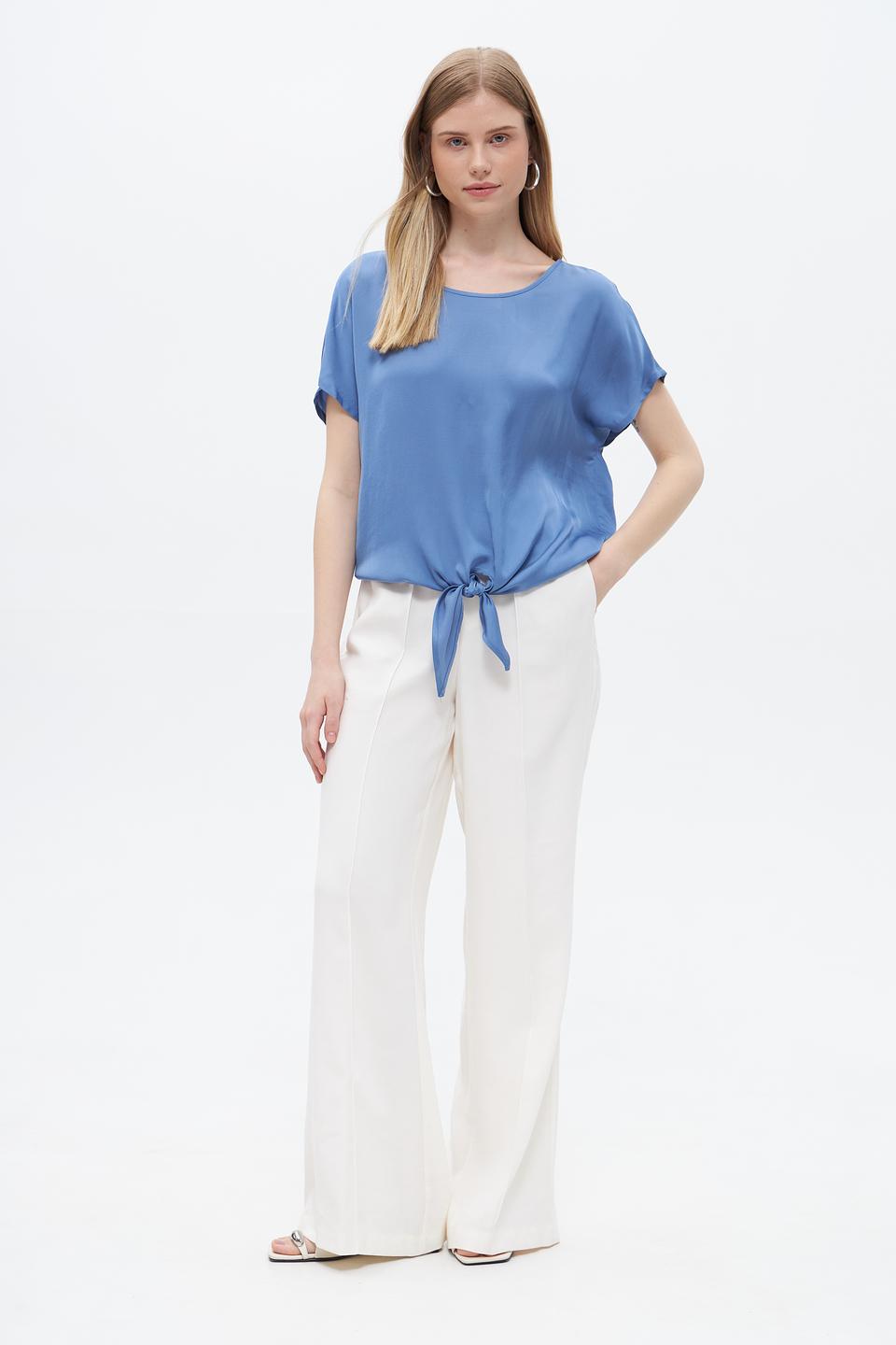 Блуза Oui с завязкой голубая