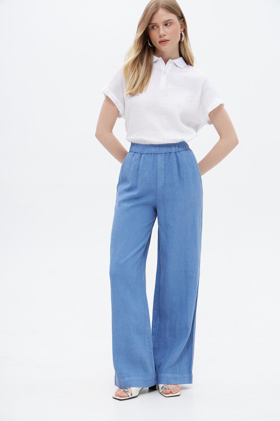 Брюки клёш Oui голубые