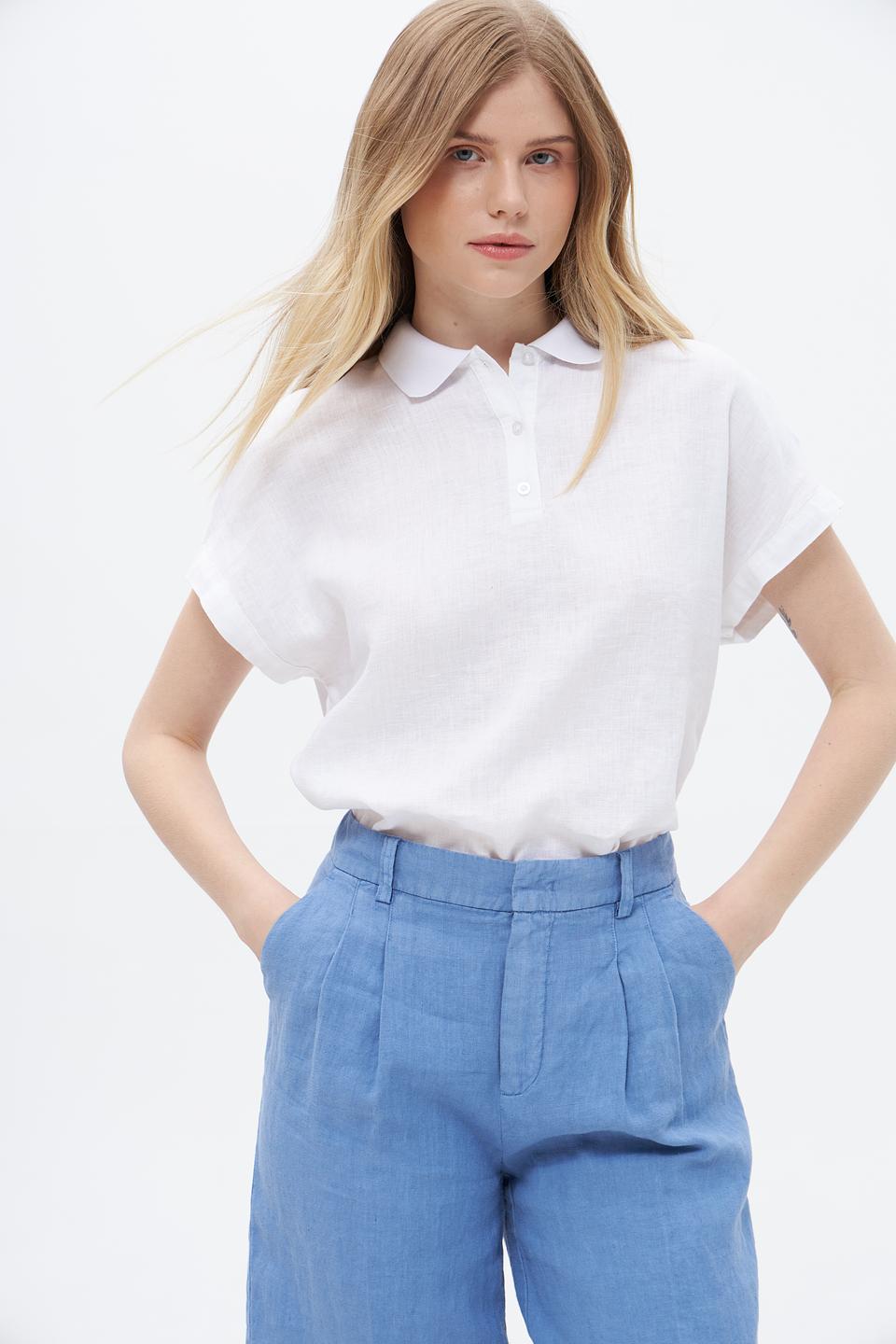 Блуза Oui с воротником-поло, белый