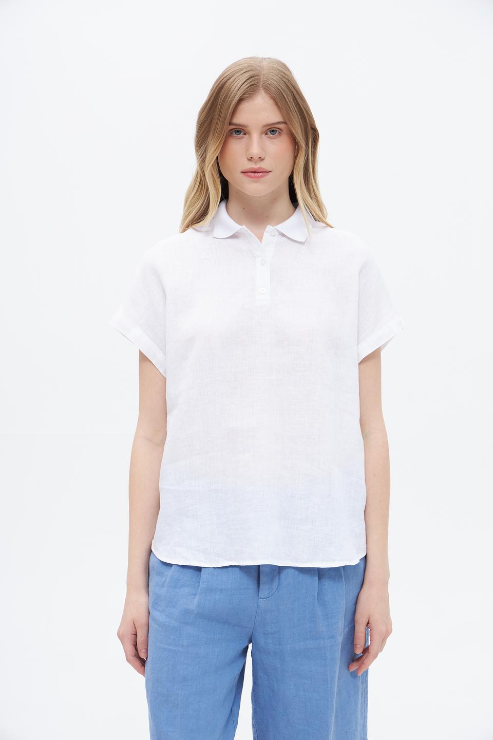 Блуза Oui с воротником-поло, белый
