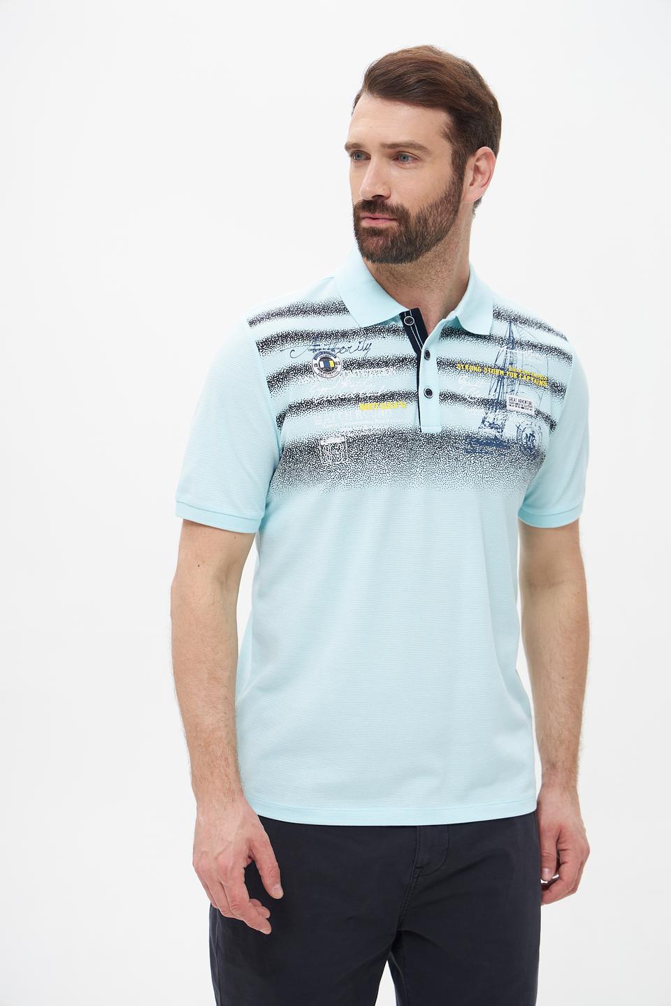 Поло Monte Carlo голубой с принтом