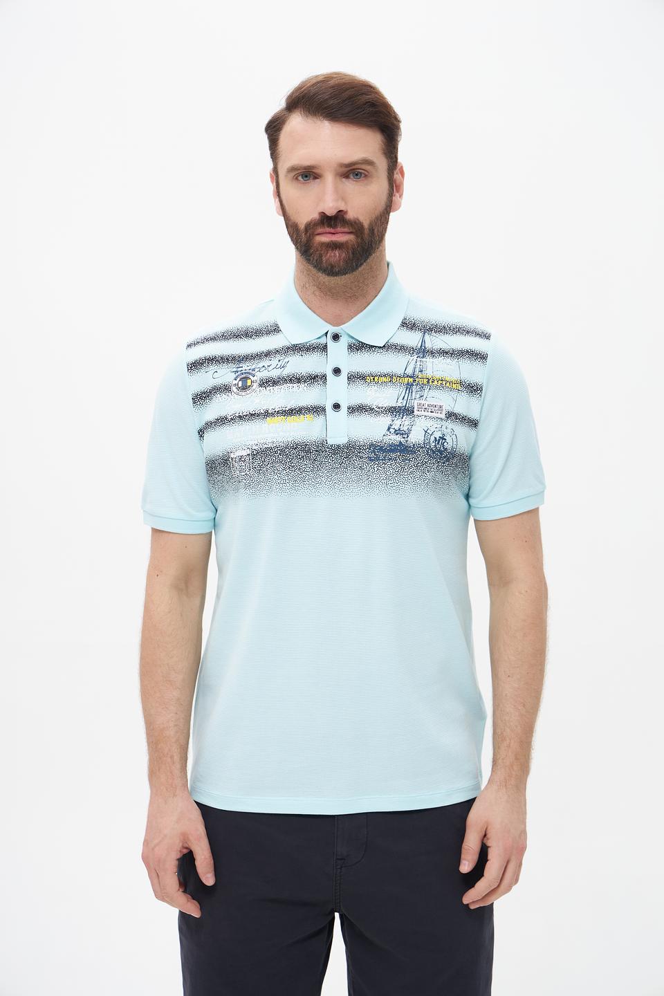 Поло Monte Carlo голубой с принтом