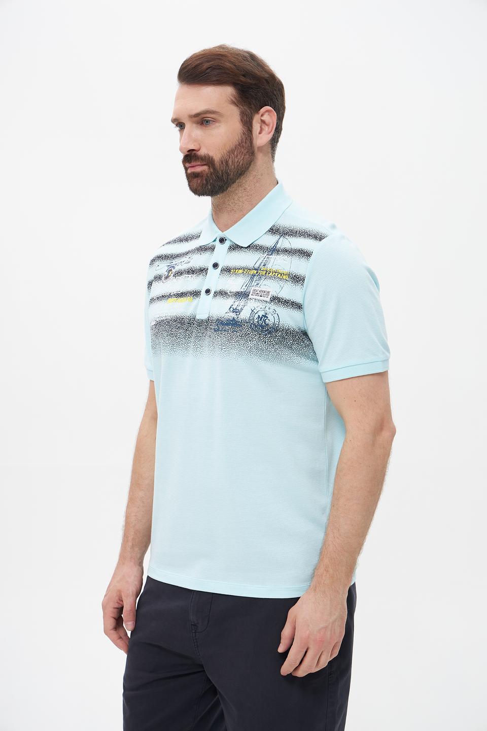 Поло Monte Carlo голубой с принтом