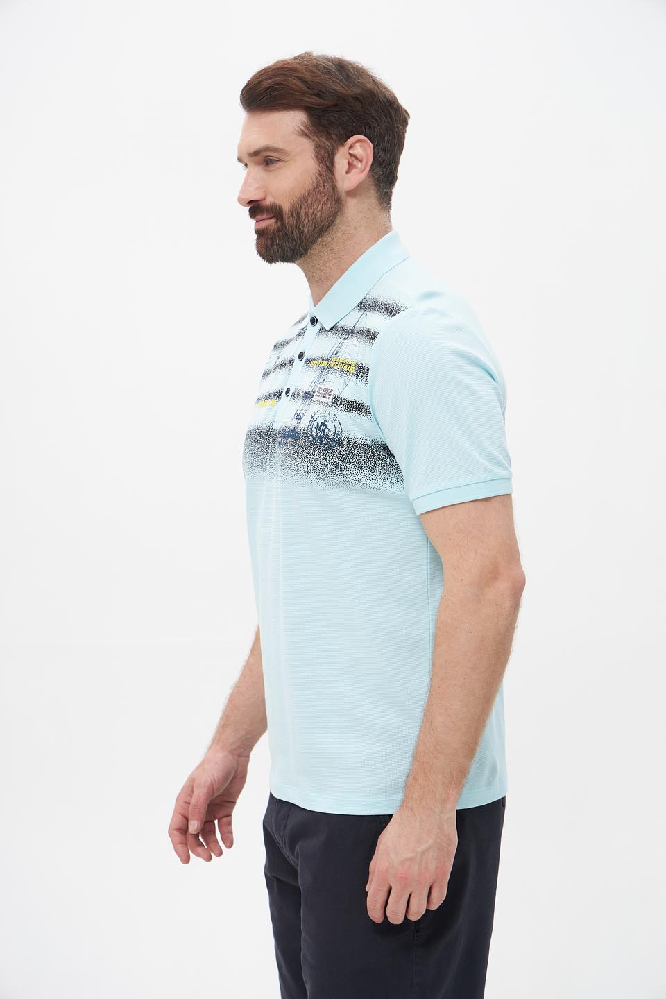 Поло Monte Carlo голубой с принтом