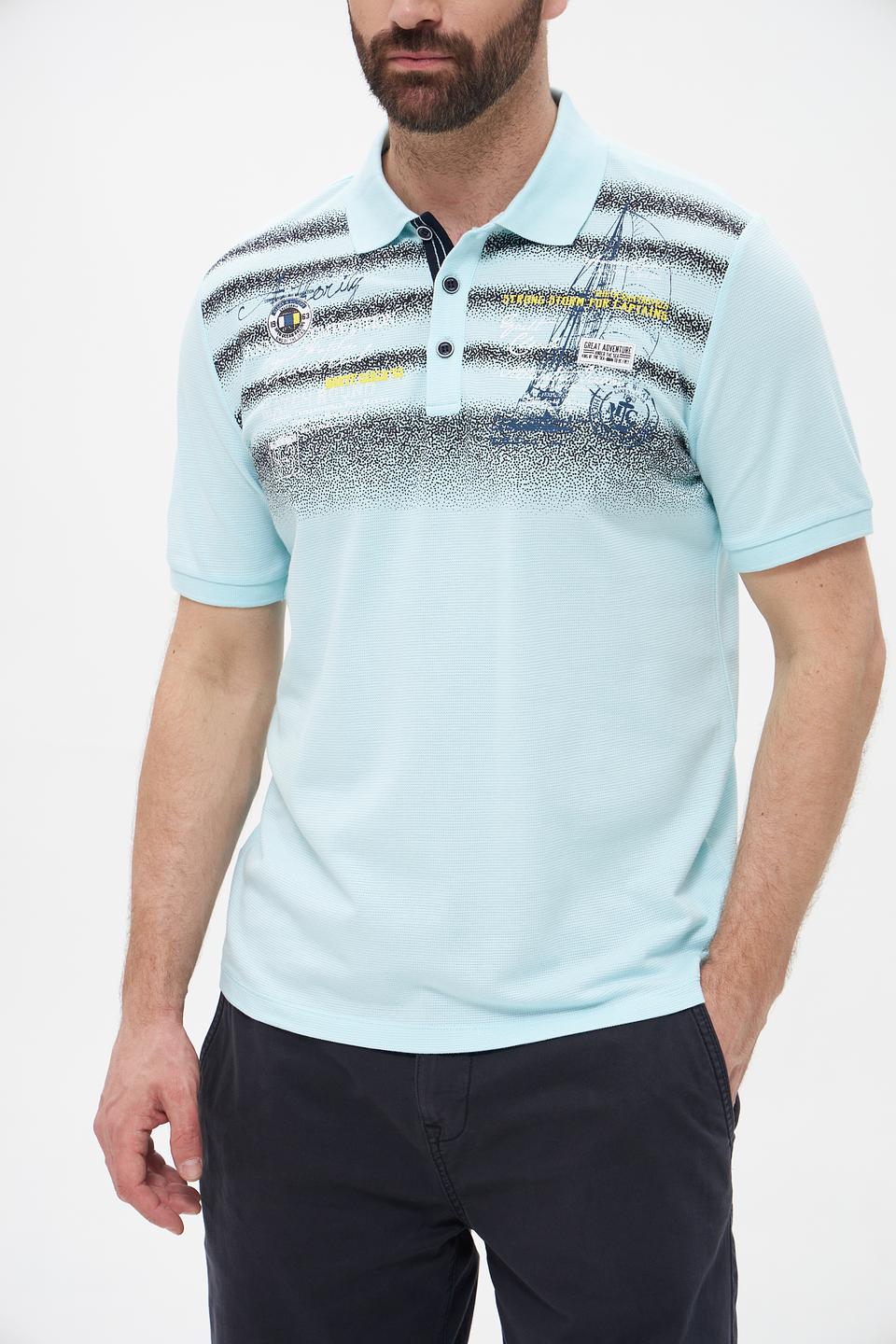 Поло Monte Carlo голубой с принтом