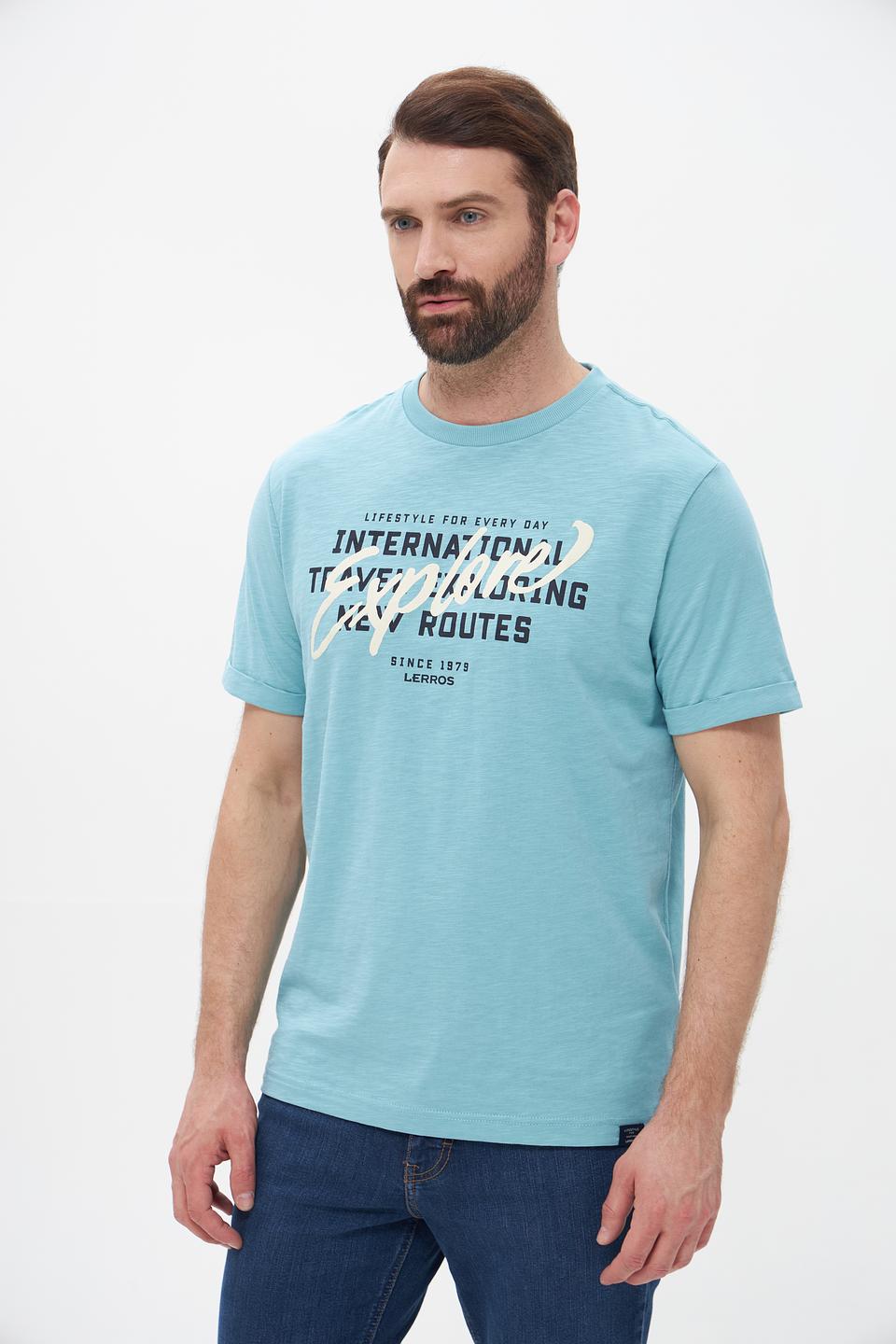 Футболка Lerros бирюзовая с принтом