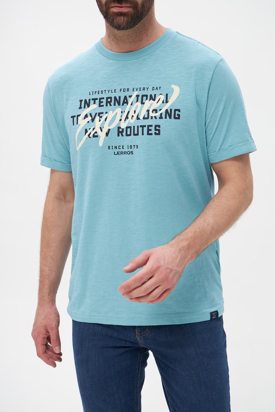 Футболка Lerros бирюзовая с принтом