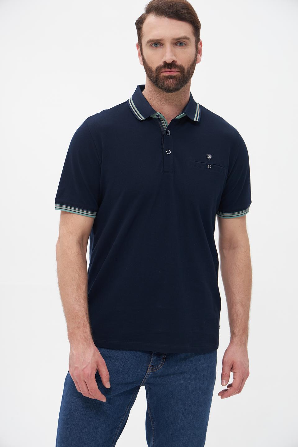 Поло Monte Carlo с карманом темно-синее
