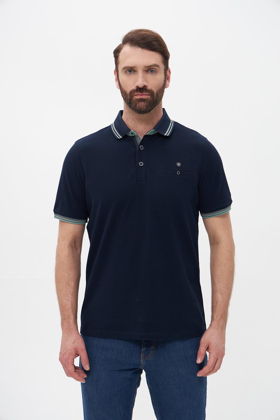 Поло Monte Carlo с карманом темно-синее