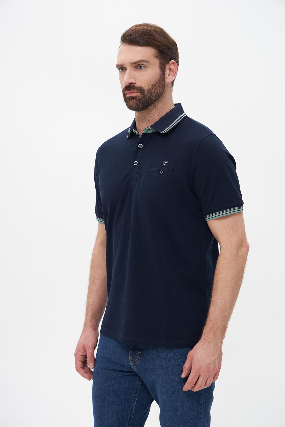 Поло Monte Carlo с карманом темно-синее