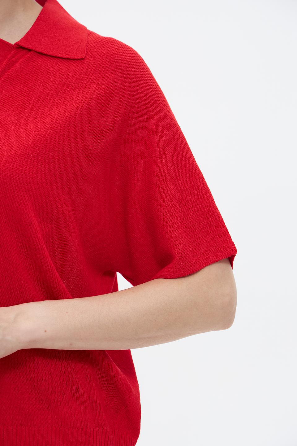 Пуловер Miss Lagotte с воротником-поло красный