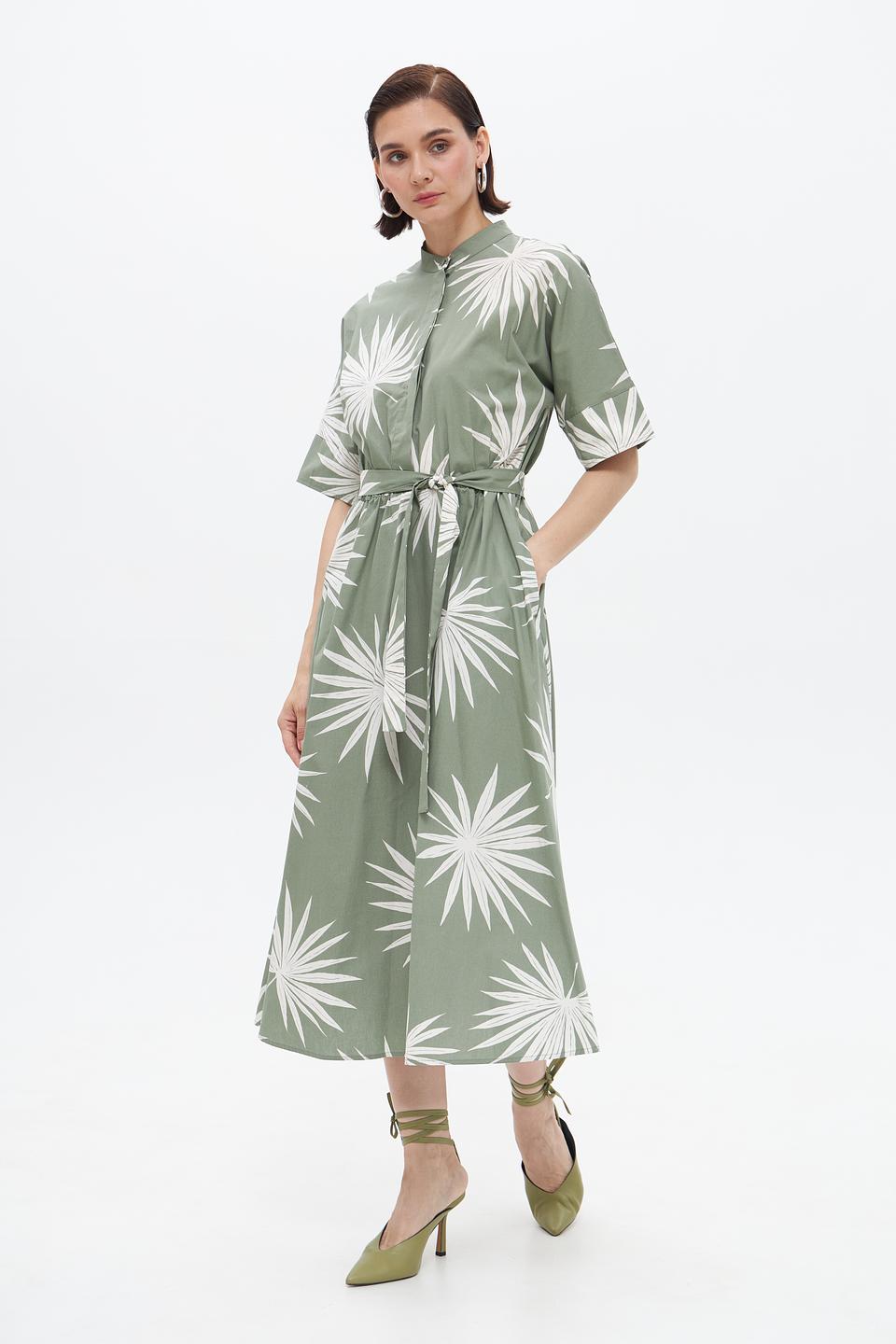 Платье Oui с принтом пальмовых листьев