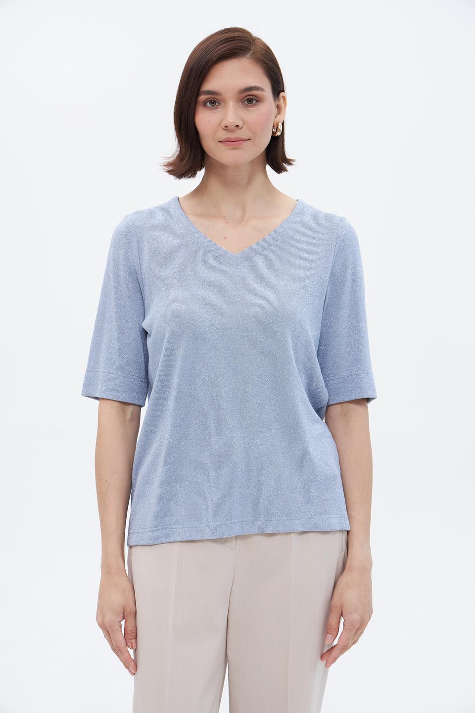 Футболка Bianca с V-образным вырезом голубая