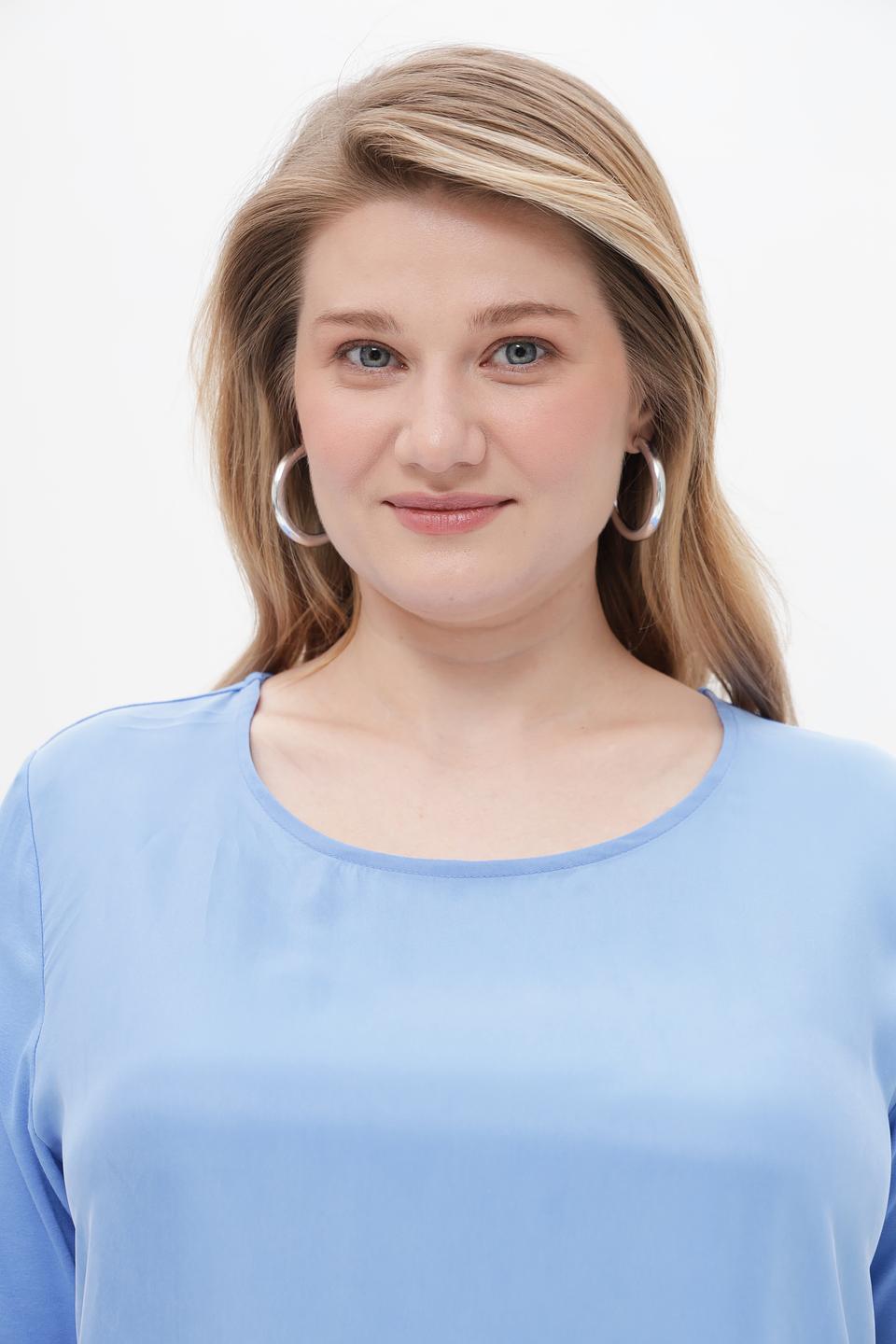 Блуза Frapp голубая с коротким рукавом