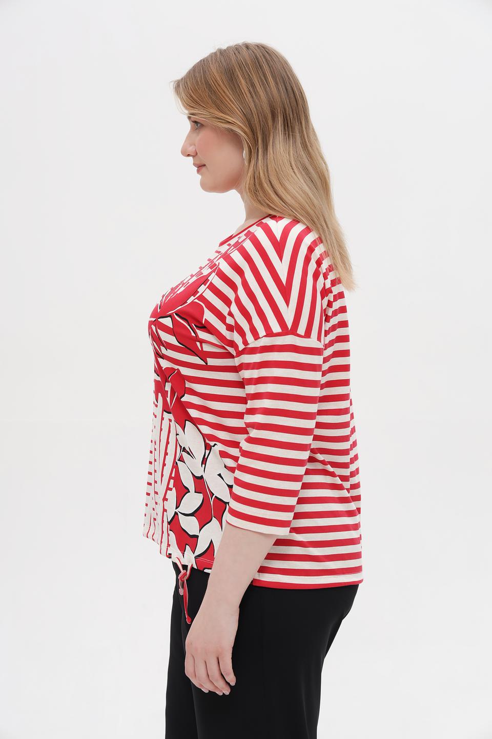 Блуза Olsen в полоску с цветами