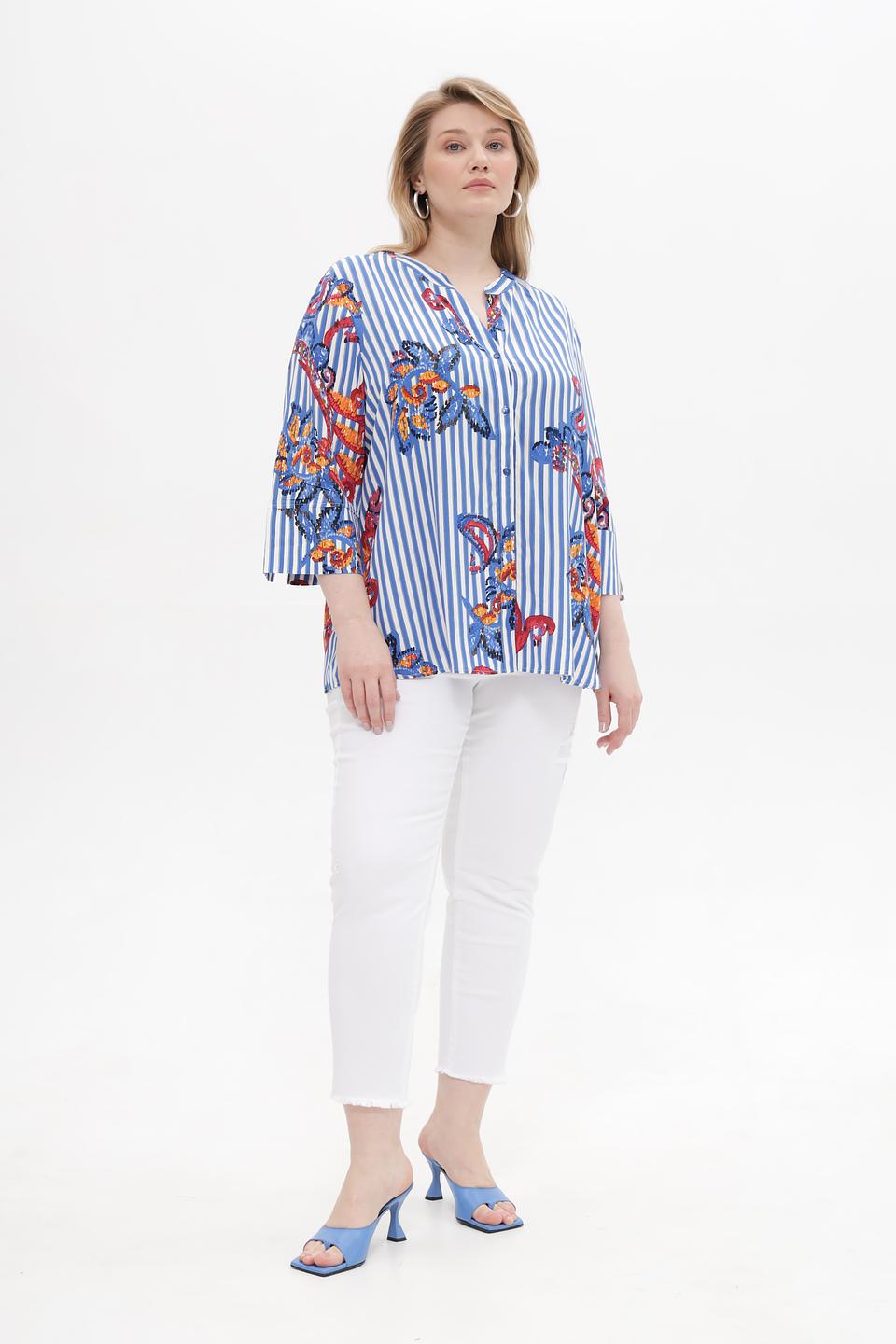 Блуза Samoon в полоску с принтом
