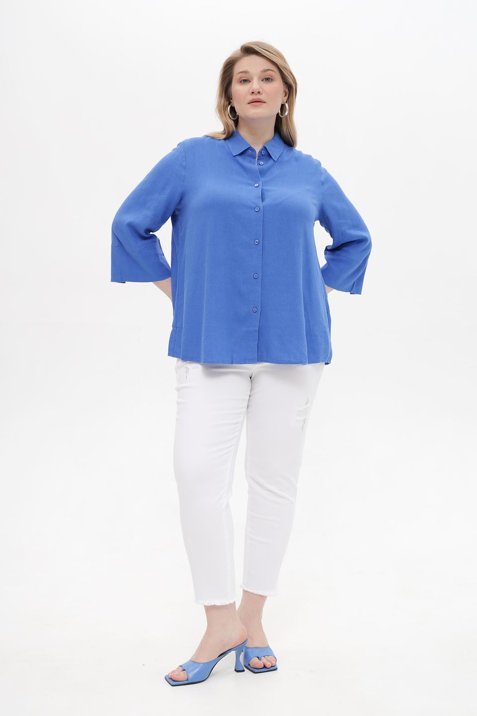 Блузка Samoon голубая с 3/4 рукавом