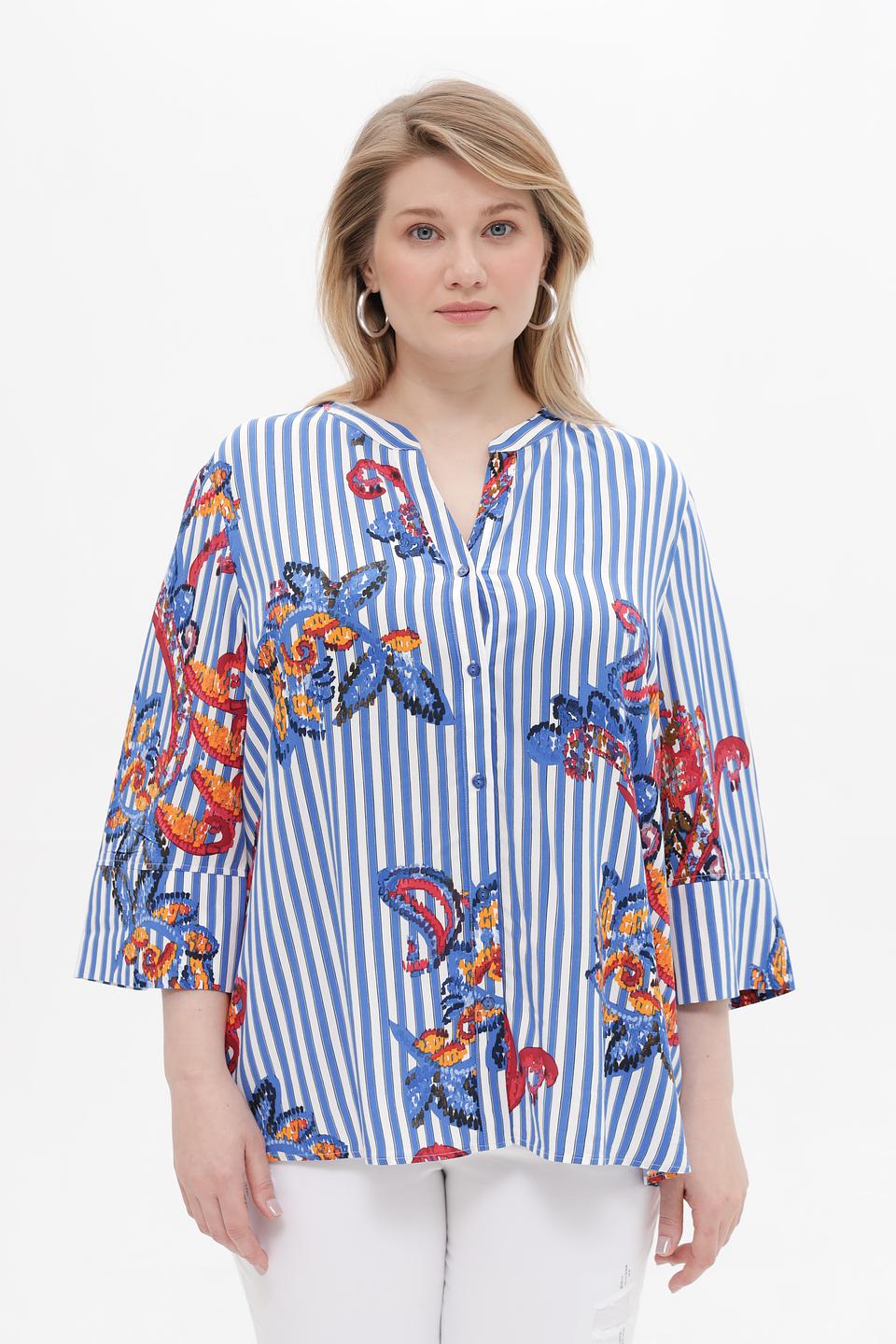 Блуза Samoon в полоску с принтом