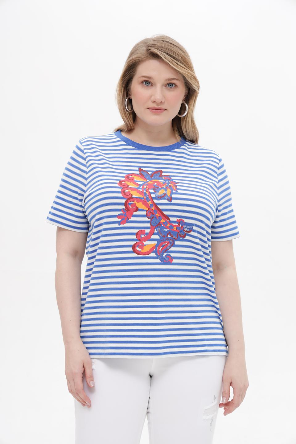 Футболка Samoon в полоску с принтом